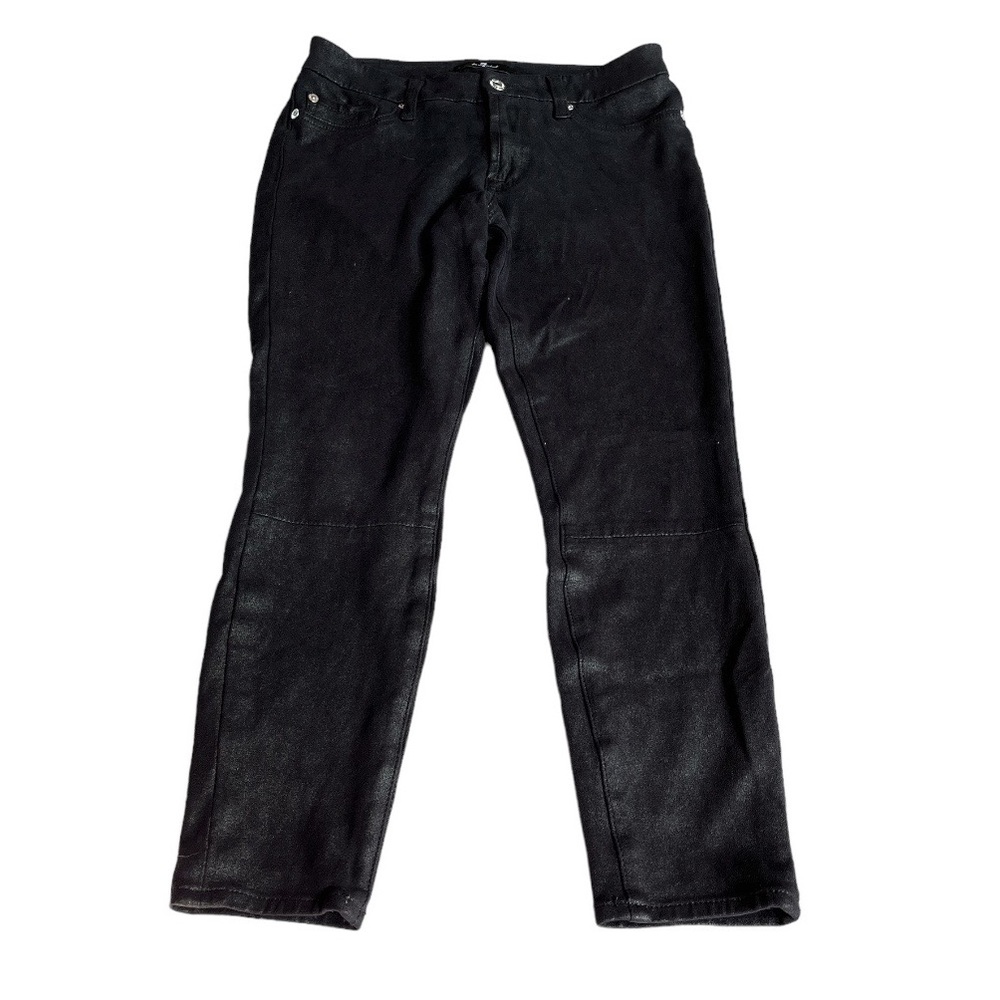 7 For All Mankind Mid Rise Capri Pants Black Sheen Size 27